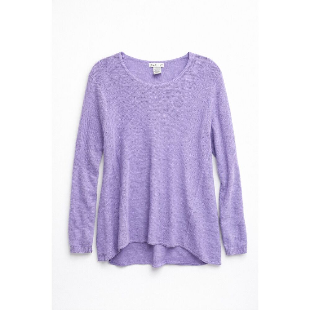 Avalin‎ M Lavender Cotton Knit Sweater Lightweight Lagenlook Relaxed Tunic